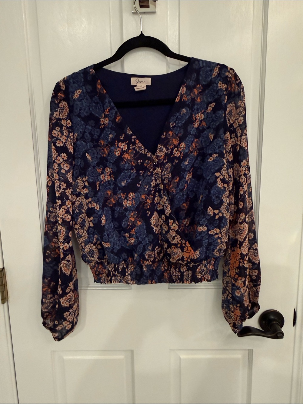 Japna Navy Floral Wrap Blouse